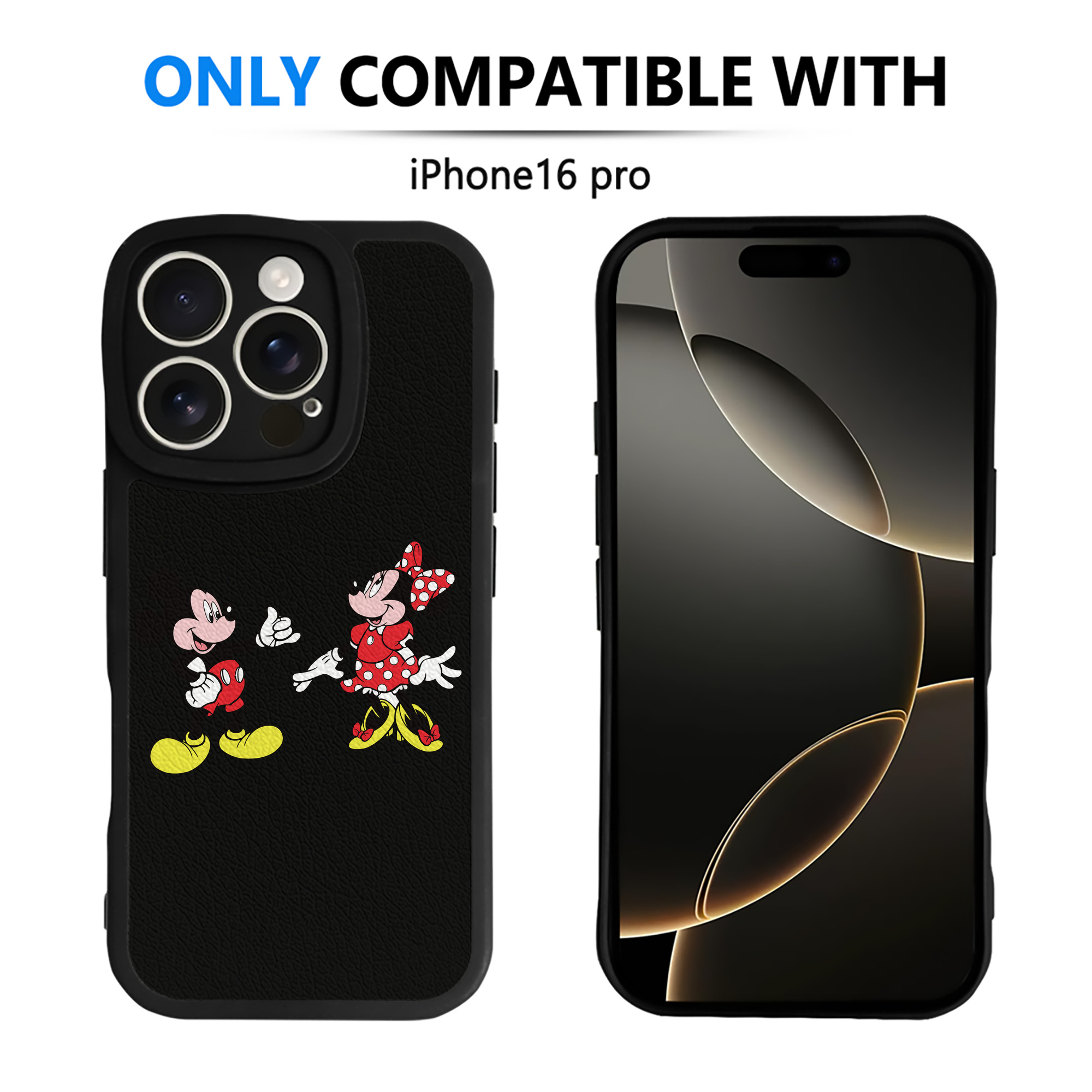 （画像用） ミッキーマウス Mickey Mouse 【iPhone 16シリーズ対応】シリコンスマホケース（レザー調） 材質：シリコン